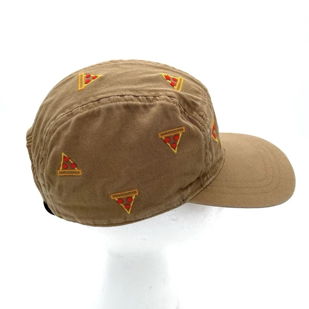 Hanna Andersson Pizza Print Camp Hat Kids Adjustable Tan Cotton Baseball Cap